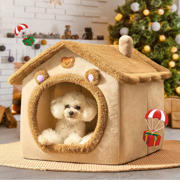 Warm Indoor Pet Bed for Cats & Dogs – Soft Cushioned Winter Pet House, Durable & Machine Washable