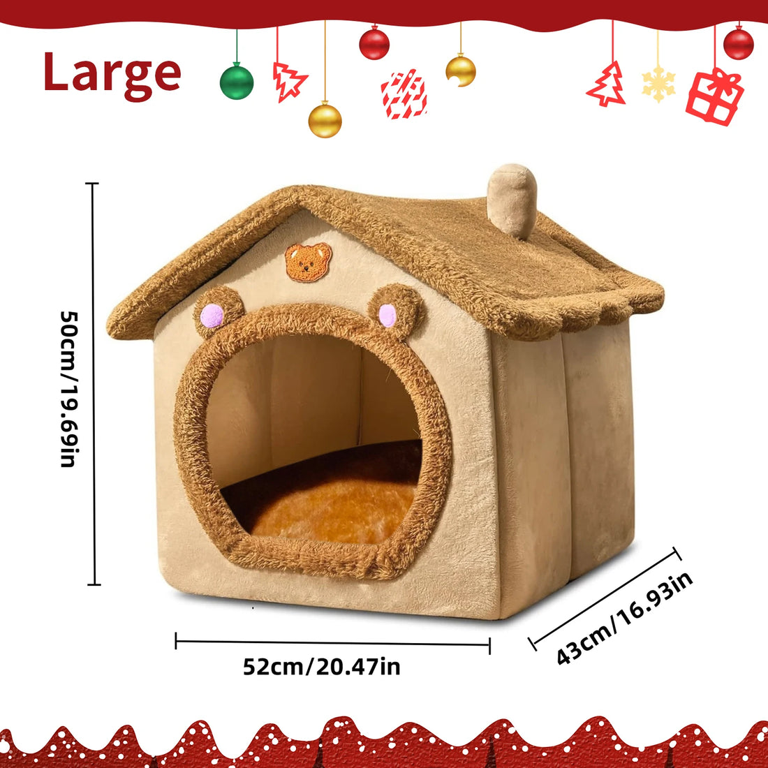 Warm Indoor Pet Bed for Cats & Dogs – Soft Cushioned Winter Pet House, Durable & Machine Washable