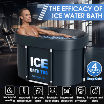 Oval Ice Bath Tub with Lid for Athletes 450L Portable Cold Plunge Tub for Cold Water Therapy 6 Layers Ice Baths at Home Outdoor